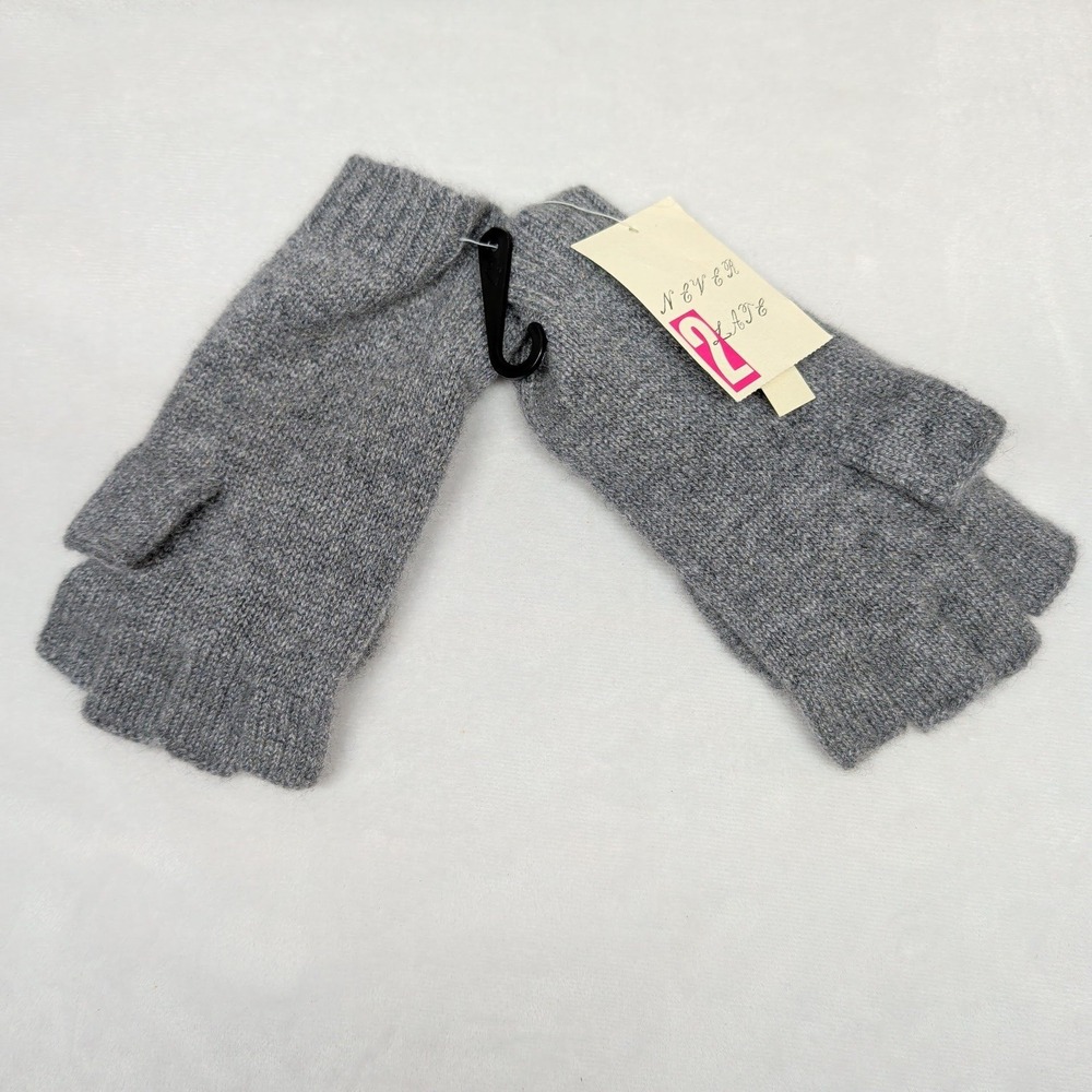 Never 2 Late 100% Cashmere Convertible Fingerless Mitten Gloves Graphite Gray OS